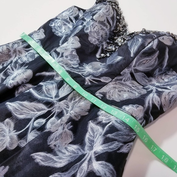 Cameron Blake Metallic Floral Rhinestones Formal Long Dress - Picture 7 of 15